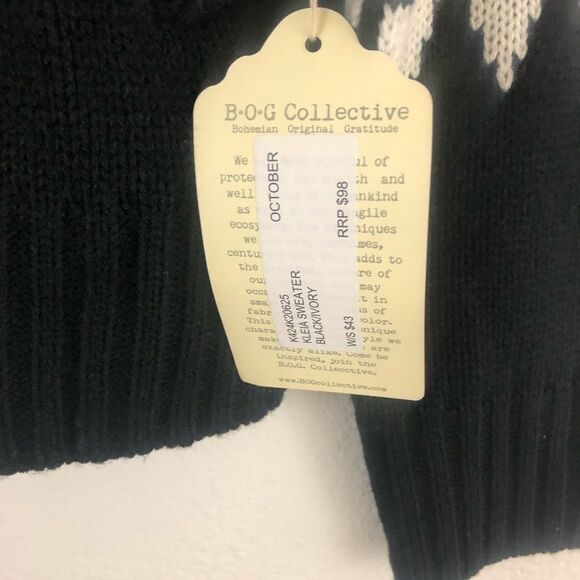 Band of gypsies Sample Black Kleia black ivory Zipper Sweater S New with tags - Picture 3 of 6